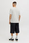 Back image of a model wearing the Indiana tee ss crew neck in beige, by brand Jack&jones