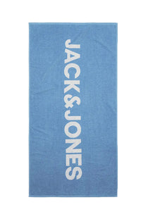 Front image of the Logo beach towel in blue, by brand Jack&jones