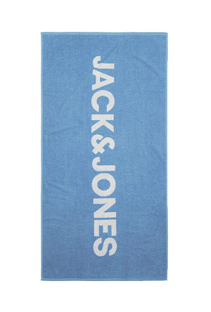 Front image of the Logo beach towel in blue, by brand Jack&jones
