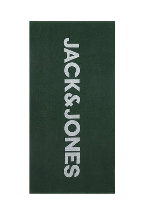 Front image of Logo beach towel in green, by brand Jack&jones