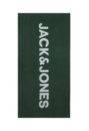 Front image of the Logo beach towel in green, by brand Jack&jones