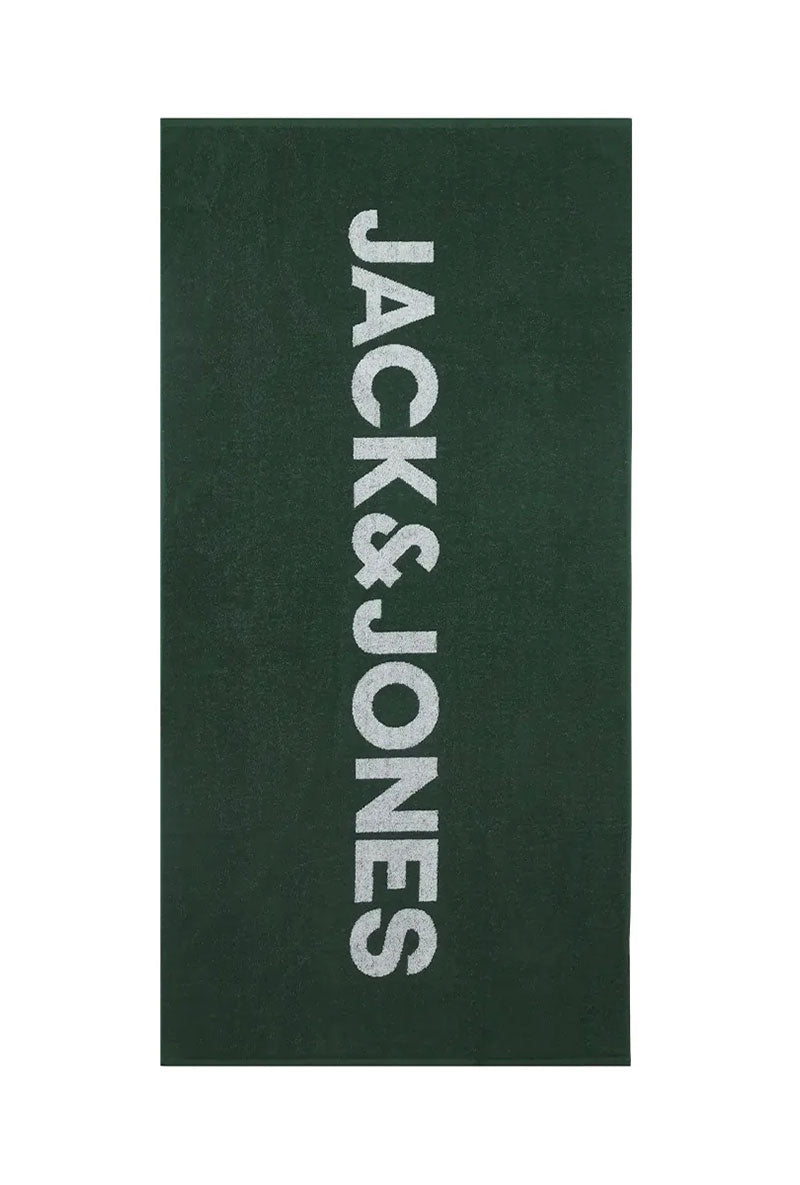 Front image of Logo beach towel in green, by brand Jack&jones