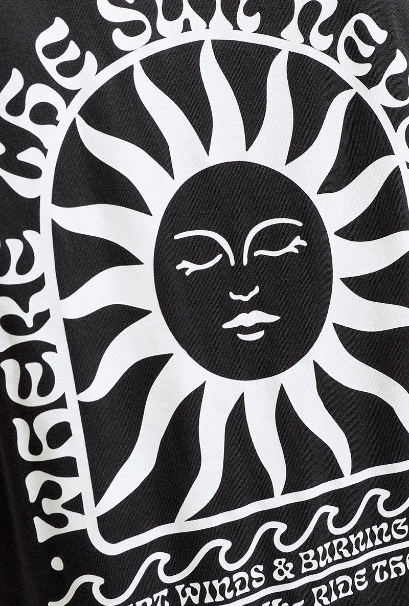 Logo detail image of Sunset back print sleeveless tshirt in black, by brand Jack&jones