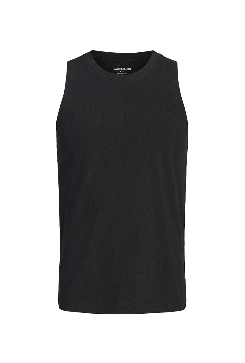 Front image of Sunset back print sleeveless tshirt in black, by brand Jack&jones