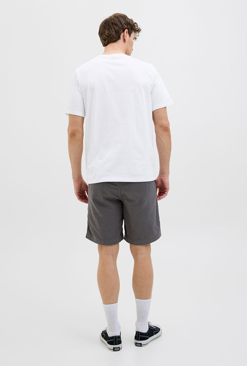 Back image of a model wearing Jack and jones barbados tee in white, by brand Jack&jones