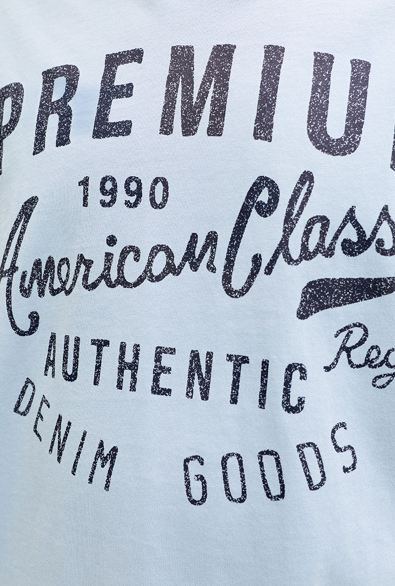 Print detail image of Blu alex ss tee in light blue, by brand Jack&jones