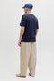 Back image of model wearing the Blu alex ss tee in navy, by brand Jack&jones
