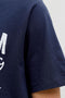 Sleeve detail image of the Blu alex ss tee in navy, by brand Jack&jones