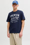 Front image of model wearing Blu alex ss tee in navy, by brand Jack&jones