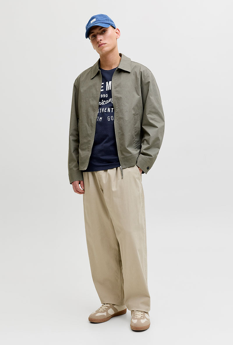Front image of a model wearing Blu alex ss tee in navy, by brand Jack&jones
