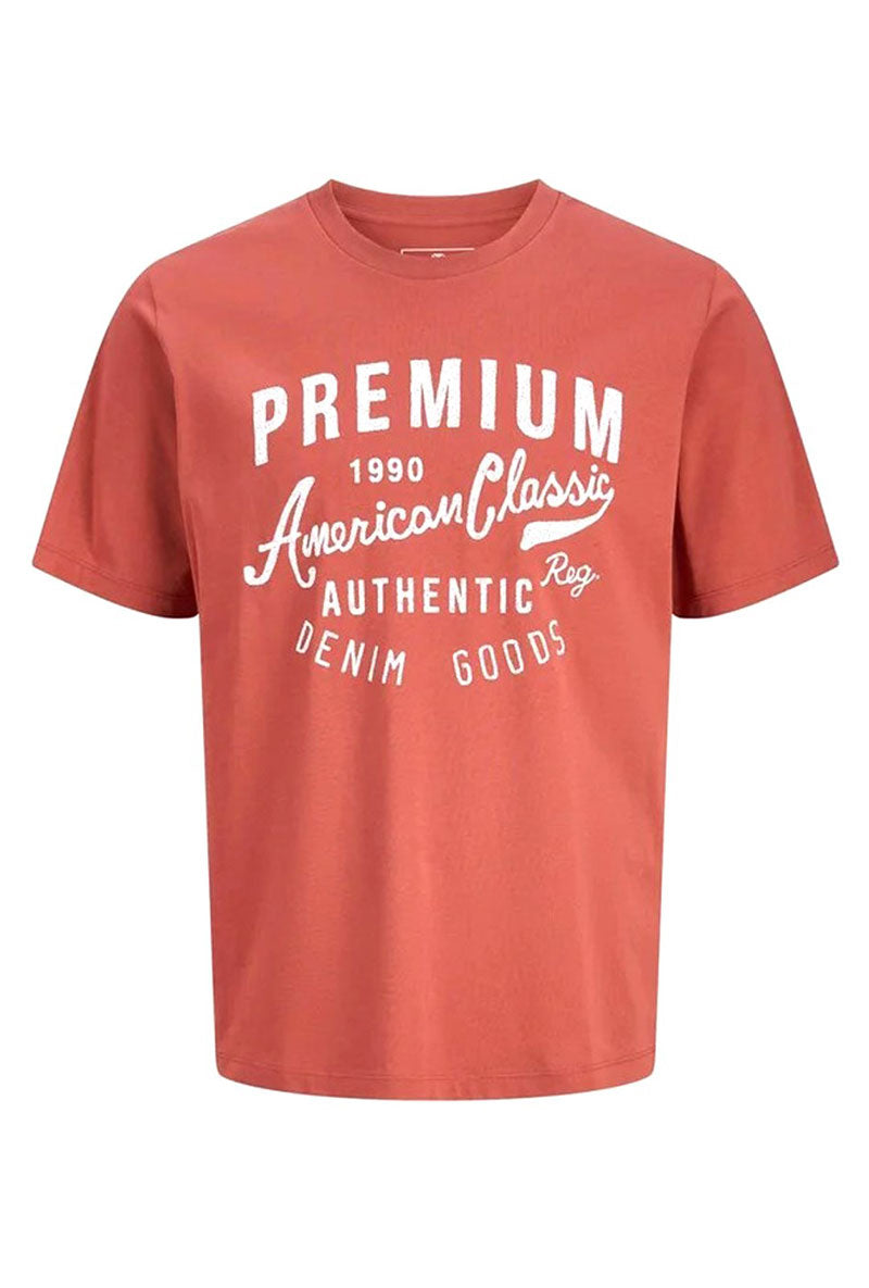 Front image of Blu alex ss tee in red, by brand Jack&jones