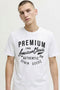 Front image of a model wearing the Blu alex ss tee in white, by brand Jack&jones