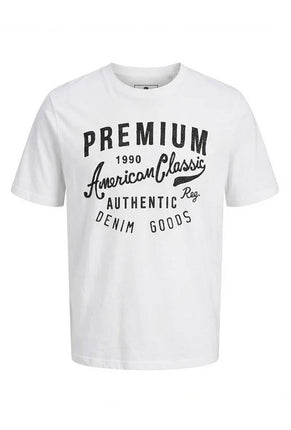 Front image of Blu alex ss tee in white, by brand Jack&jones