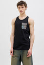 Image of JACK AND JONES HAWAII POCKET TANKTOP in black, by brand JACK&JONES