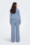Back image of a model wearing the Jdy nico structure hw wide jeans in blue, by brand Jacqueline de yong