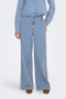 Front image of a model wearing the Jdy nico structure hw wide jeans in blue, by brand Jacqueline de yong