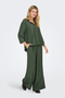 Front image of a model wearing Jdy pepper palazzo pants in olive, by brand Jacqueline de yong