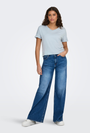 Image of JDY SISSY S/S VNECK TOP in light blue, by brand JACQUELINE DE YONG