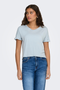 Front image of a model wearing the Jdy sissy s/s vneck top in light blue, by brand Jacqueline de yong