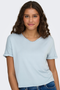 Front image of a model wearing the Jdy sissy s/s vneck top in light blue, by brand Jacqueline de yong