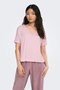 Front image of a model wearing the Jdy sissy s/s vneck top in pink, by brand Jacqueline de yong