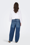 Back image of a model wearing the Jdy susie mw barrel jeans in denim, by brand Jacqueline de yong