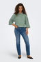 Front image of a model wearing Jdy theis life 3/4 crop shirt in sage, by brand Jacqueline de yong