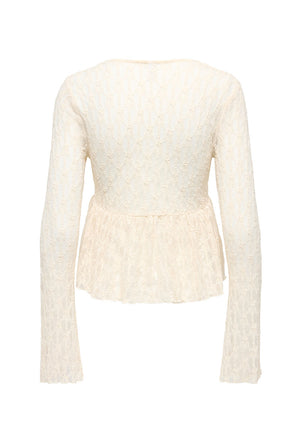 Back image of the Laya lace cardigan in cream, by brand Only