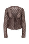 Front image of the Laya lace cardigan in brown, by brand Only