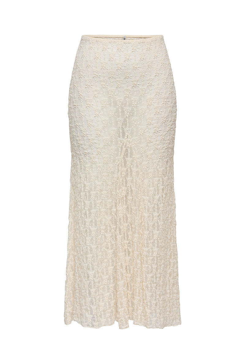 Front image of Laya lace long skirt in cream, by brand Only