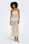 Front image of a model wearing the Laya lace long skirt in cream, by brand Only