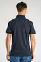 Back image of a model wearing the Needle drop s/s polo in navy, by brand Lindbergh