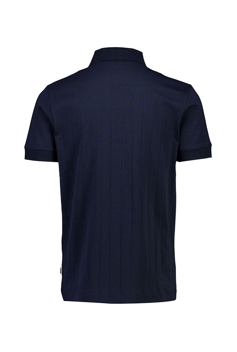 Back image of Needle drop s/s polo in navy, by brand Lindbergh