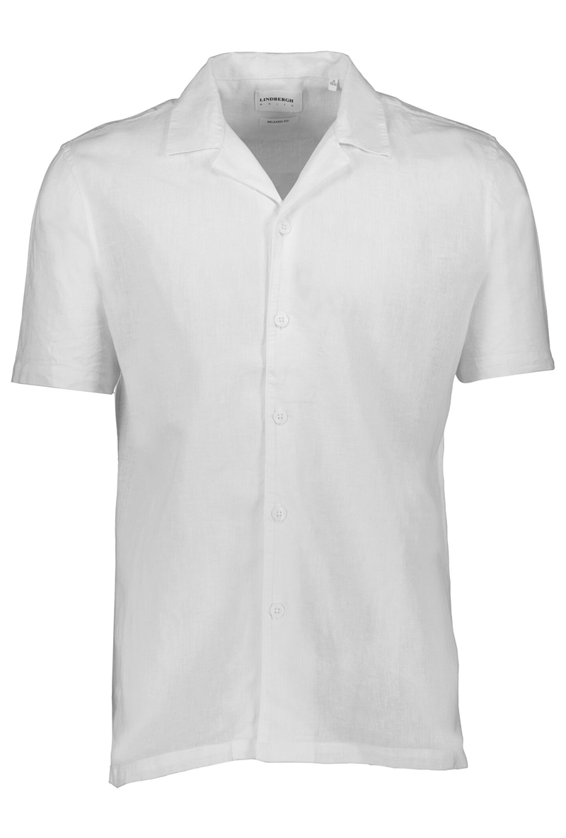 Front image of Casual linen blend resort shirt in white, by brand Lindbergh