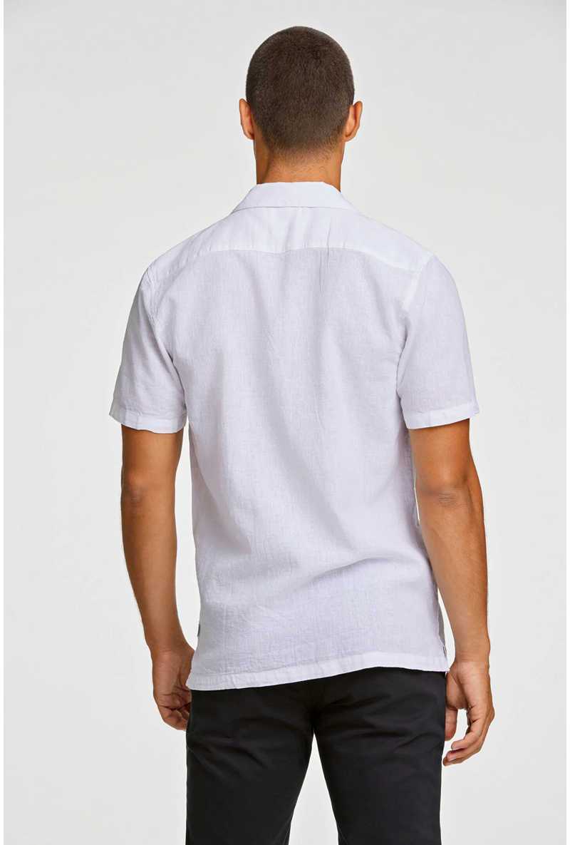 Back image of a model wearing Casual linen blend resort shirt in white, by brand Lindbergh