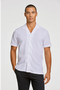 Front image of a model wearing Casual linen blend resort shirt in white, by brand Lindbergh