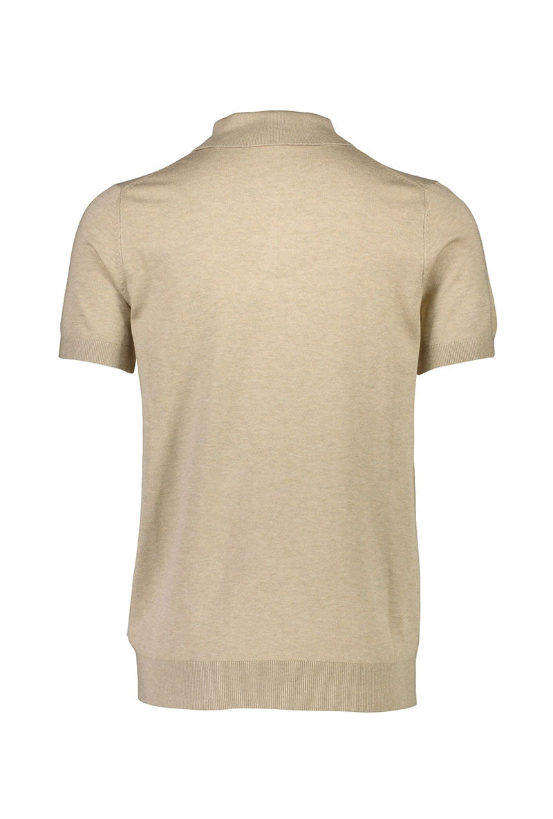 Back image of Ecovero s/s knit polo in sand, by brand Lindbergh