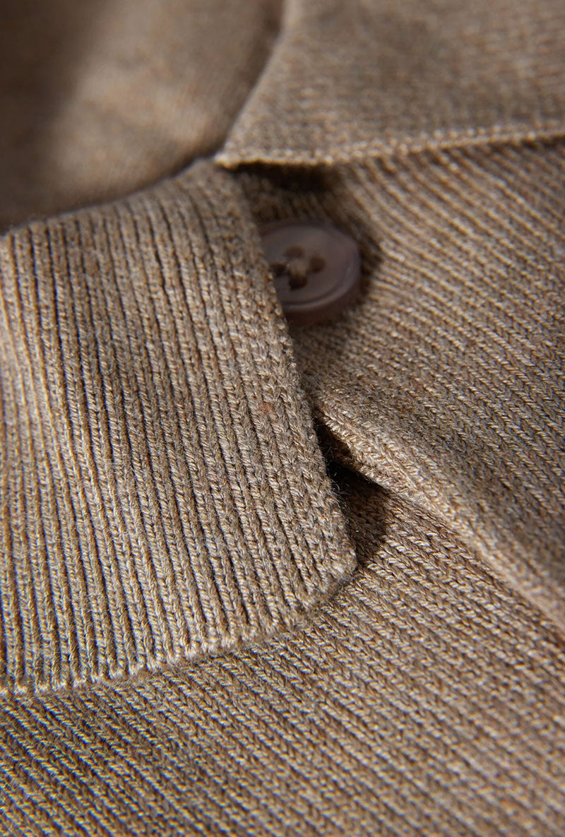 Detail image of Ecovero s/s knit polo in sand, by brand Lindbergh