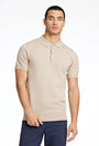 Image of ECOVERO S/S KNIT POLO in sand, by brand LINDBERGH