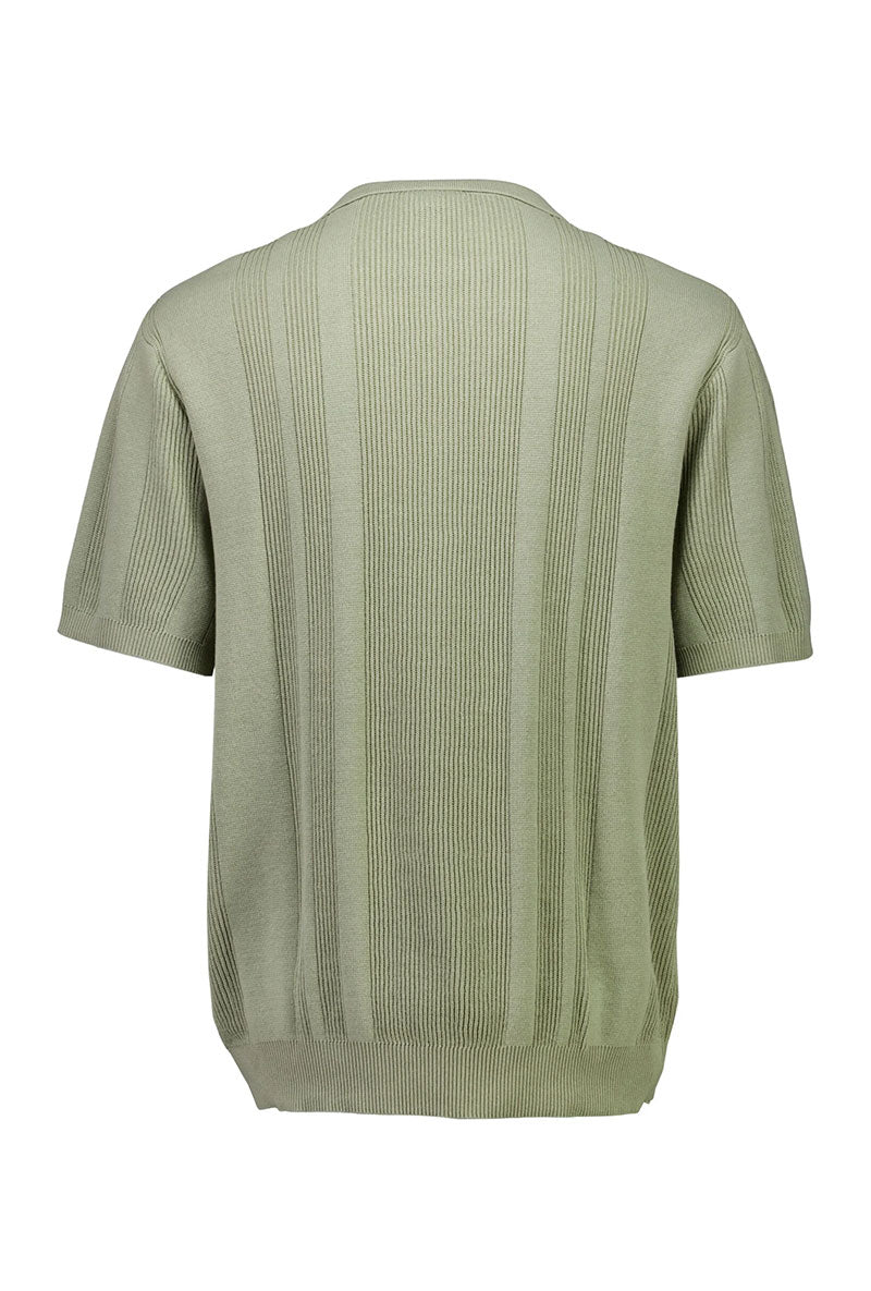 Back image of Knitted s/s polo in light green, by brand Lindbergh