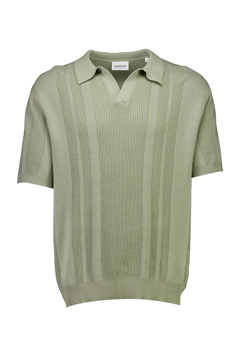 Front image of Knitted s/s polo in light green, by brand Lindbergh