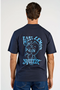 Back image of a model wearing the Lemon squeezy oversize t in navy, by brand Lindbergh