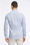 Back image of a model wearing the Linen/cotton ls shirt in blue, by brand Lindbergh