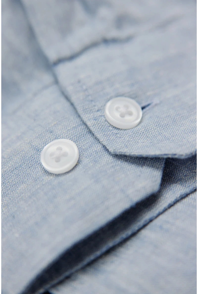 Detail image of Linen/cotton ls shirt in blue, by brand Lindbergh