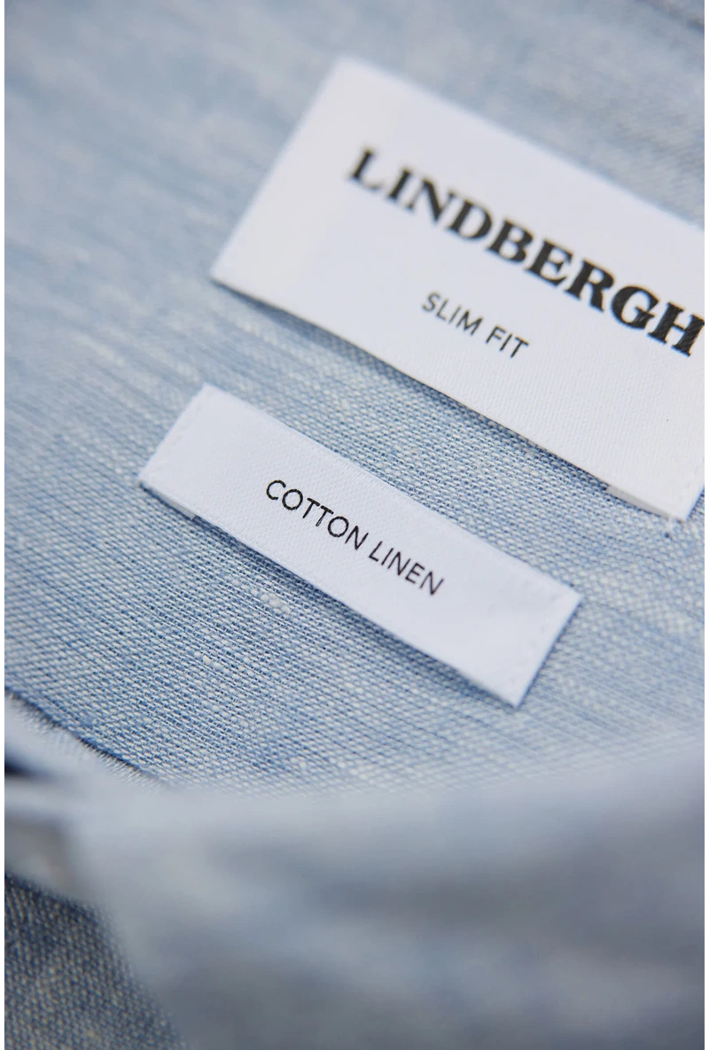 Detail image of Linen/cotton ls shirt in blue, by brand Lindbergh