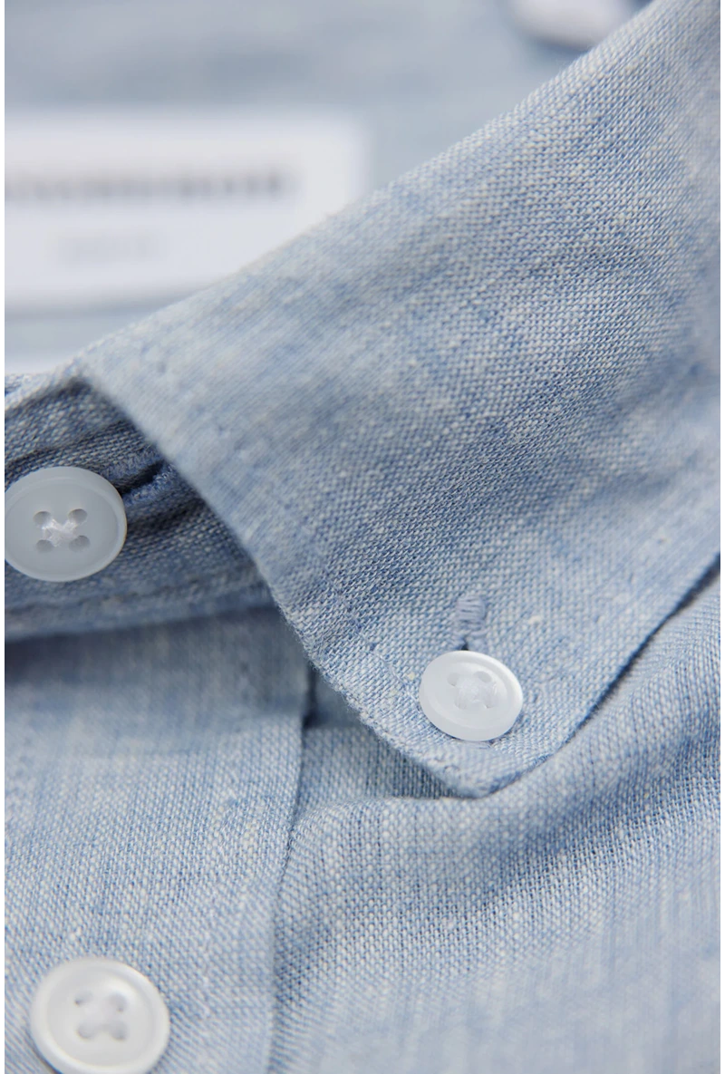 Detail image of Linen/cotton ls shirt in blue, by brand Lindbergh