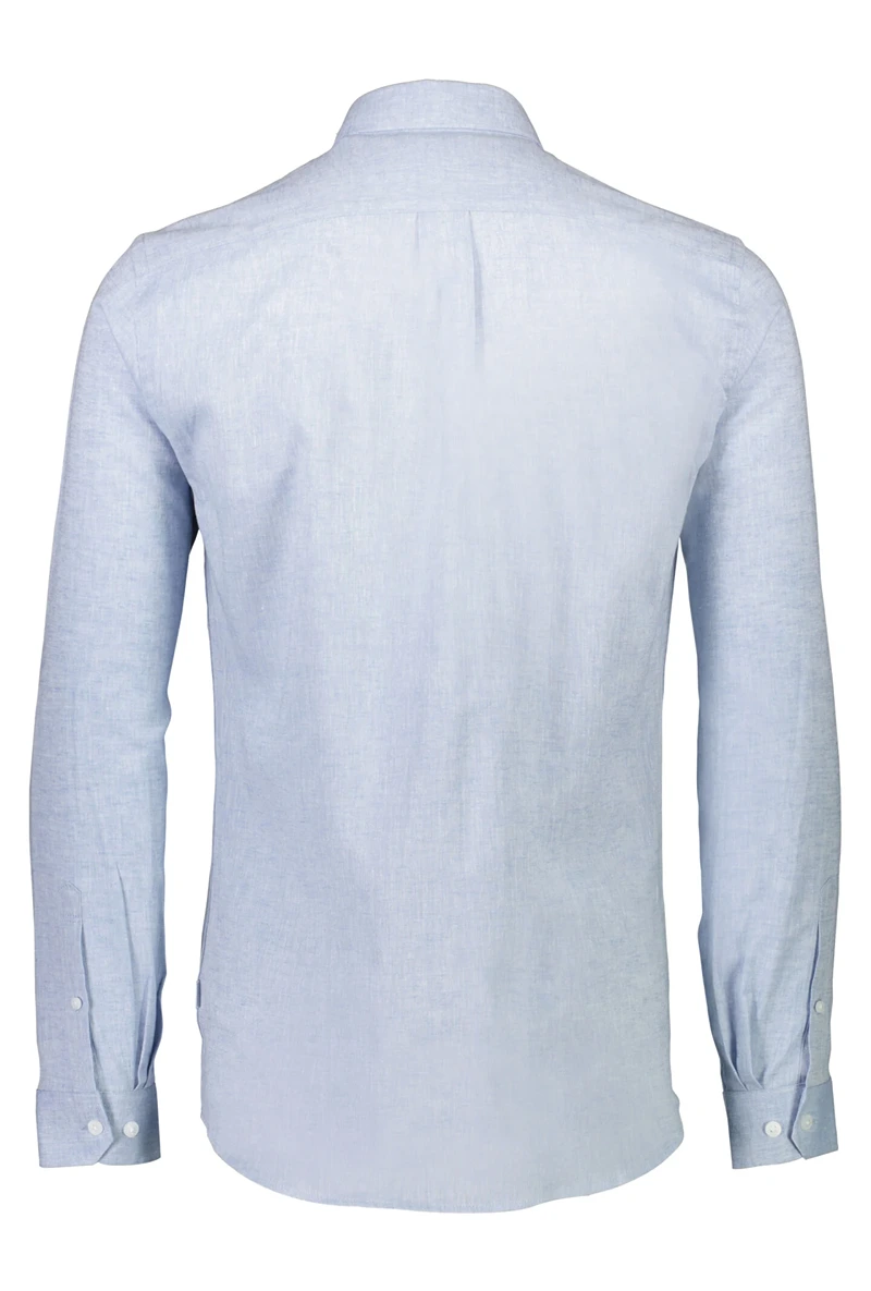 Back image of Linen/cotton ls shirt in blue, by brand Lindbergh