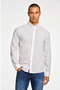 Front image of a model wearing Linen/cotton ls shirt in white, by brand Lindbergh