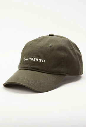 Front image of Logo baseball cap in khaki, by brand Lindbergh