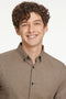 Front detail image of a model wearing the Lindbergh mouline stretch l/s shirt in brown, by brand Lindbergh